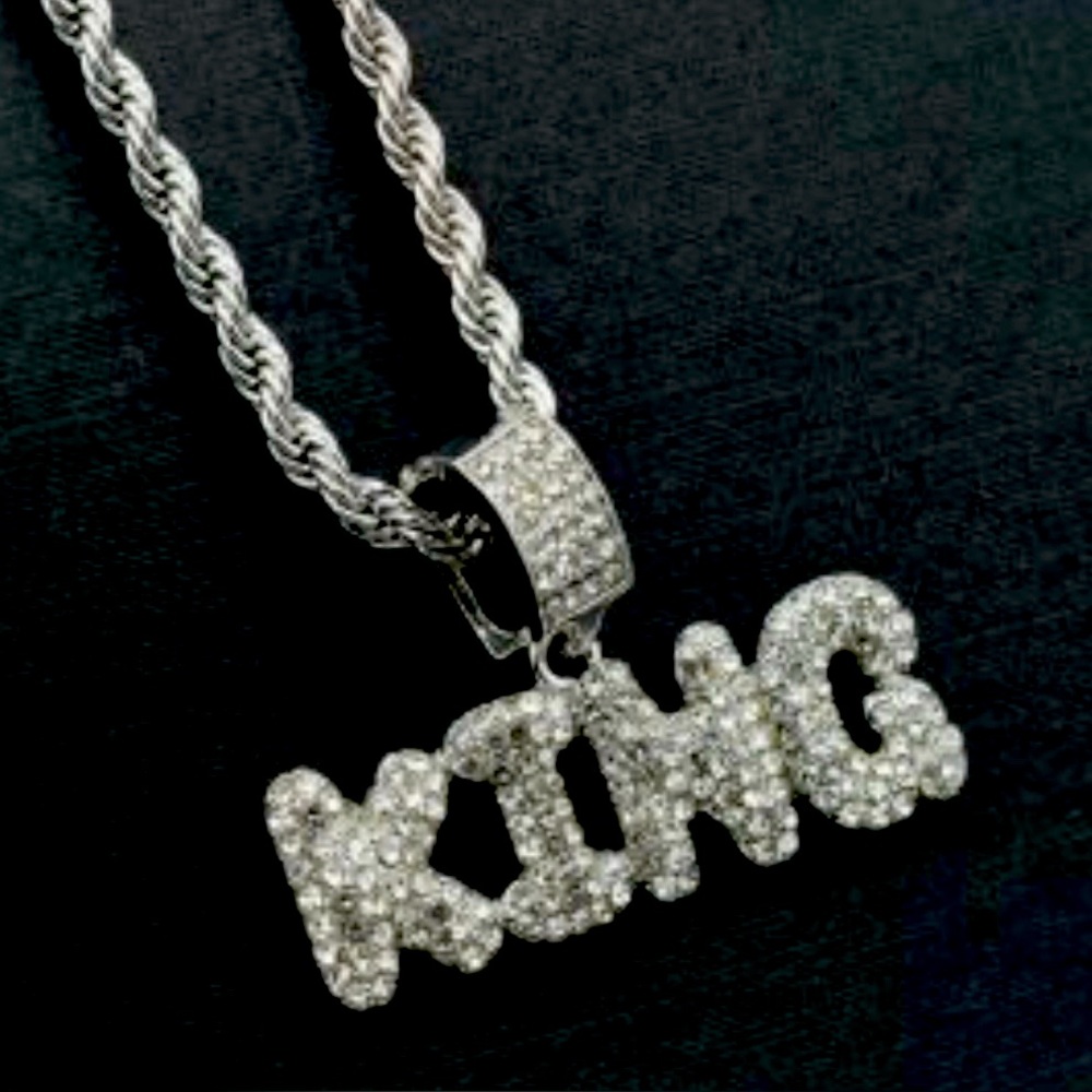 Silver 'KING' Pendant Necklace